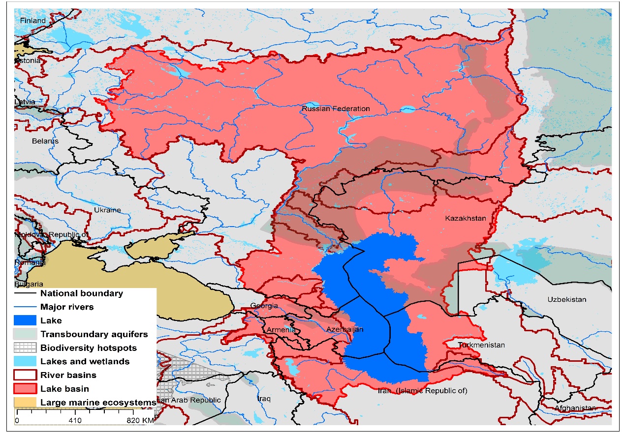 (a)Caspian Sea basin and associated  transboundary water systems