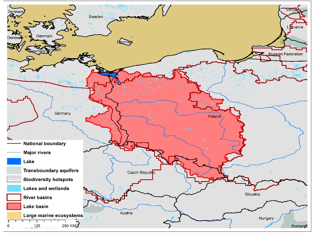 (a)Szczecin  Lagoon basin and associated  transboundary water systems